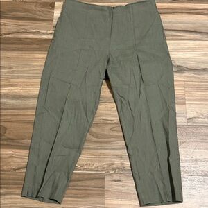 J.Jill Stretch Linen Pants Olive Women’s Sz. M Cropped Comfort